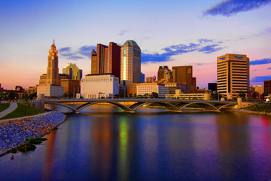 Columbus Ohio colorful skyline
